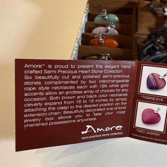 Amore Semi Precious Stone Heart Necklace Set, Changeable Pendants - Picture 6 of 6